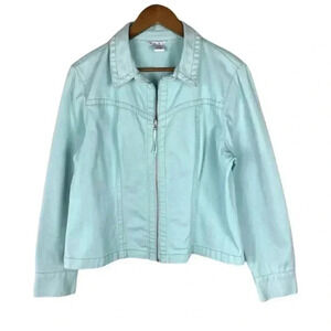 Cabi Blue Long Sleeve Open Front Cotton Denim Jacket Womens Small